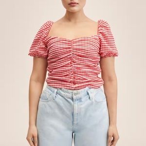 Mango Red Gingham Blouse